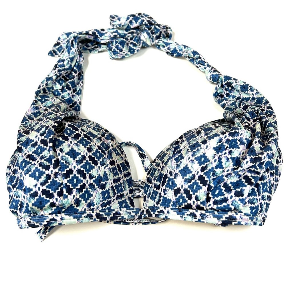 Athleta Size Medium Bikini Top Halter No Wire Padded Blue Purple #1737